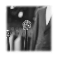 Pasotti Ombrelli 1956 - BA W333NE - Swarovski® Black Skull Stick - Luxury Artisan High Quality Stick - Avvenice