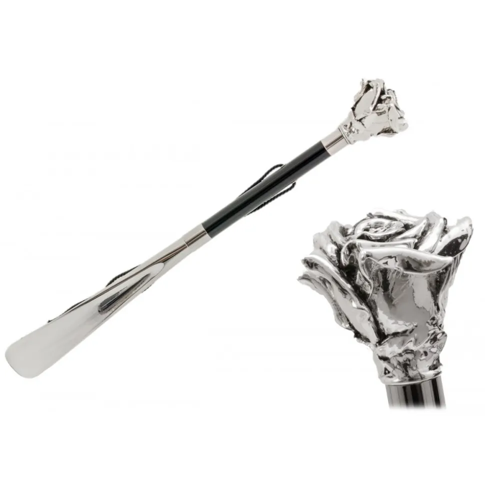 Pasotti Ombrelli 1956 - CS W43 - Rose Silver Shoehorn - Luxury Artisan High Quality Umbrella - Avvenice