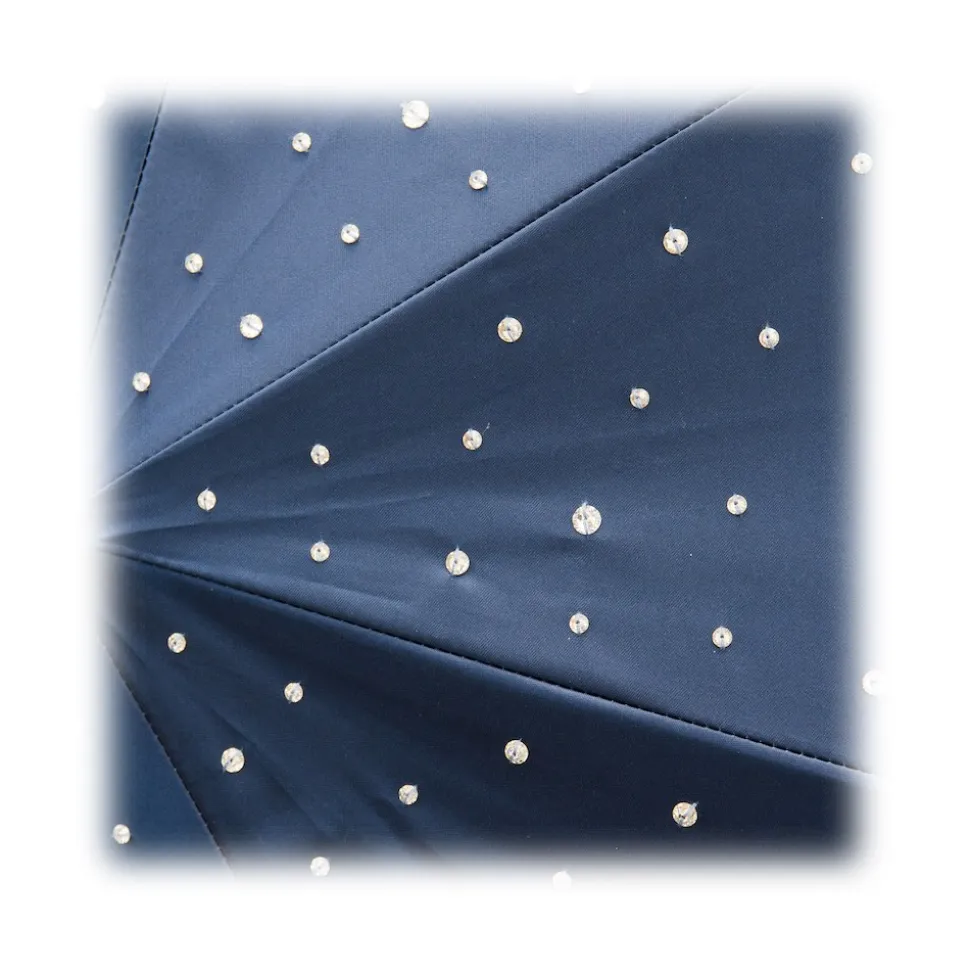 Pasotti Ombrelli 1956 - 185N 21284-17 W68PB - Blue Swarovski® Umbrella - Luxury Artisan High Quality Umbrella - Avvenice