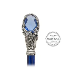 Pasotti Ombrelli 1956 - 185N 21284-17 W68PB - Blue Swarovski® Umbrella - Luxury Artisan High Quality Umbrella - Avvenice