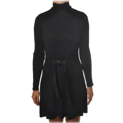 Patrizia Pepe - A-line Model with High Collar - Black - Dress - Made in Italy - Luxury Exclusive Collection - Avvenice