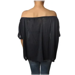 Patrizia Pepe - Blouse Soft Model with Elastic - Blue - T-shirt - Made in Italy - Luxury Exclusive Collection - Avvenice