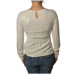 Patrizia Pepe - Blouse with Crossed Fabric Detail - Cream - Shirt - Made in Italy - Luxury Exclusive Collection - Avvenice