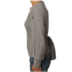 Patrizia Pepe - Boat Neck Sweater with Sash - Gray Melange - Pullover - Made in Italy - Luxury Exclusive Collection - Avvenice