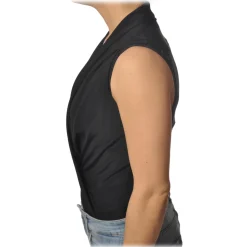 Patrizia Pepe - Body Sleeveless with Crossed V-neck - Black - Shirt - Made in Italy - Luxury Exclusive Collection - Avvenice