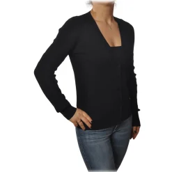 Patrizia Pepe - Cardigan Model with Buttons and V-neck - Black - Pullover - Made in Italy - Luxury Exclusive Collection - Avvenice