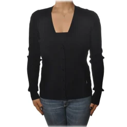 Patrizia Pepe - Cardigan Model with Buttons and V-neck - Black - Pullover - Made in Italy - Luxury Exclusive Collection - Avvenice