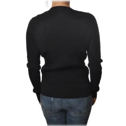 Patrizia Pepe - Cardigan Model with Buttons and V-neck - Black - Pullover - Made in Italy - Luxury Exclusive Collection - Avvenice