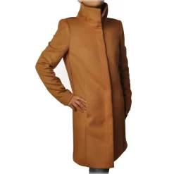 Patrizia Pepe - Coat 3/4 Screwed in Cloth - Mustard Brown - Jacket - Made in Italy - Luxury Exclusive Collection - Avvenice