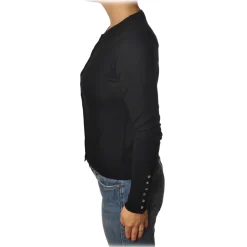 Patrizia Pepe - Crew-Neck Cardigan with Buttons - Black - Pullover - Made in Italy - Luxury Exclusive Collection - Avvenice