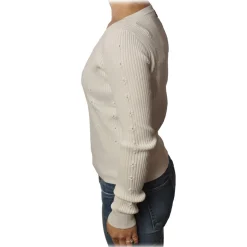 Patrizia Pepe - Crew-neck Ribbed Sweater - White - Pullover - Made in Italy - Luxury Exclusive Collection - Avvenice