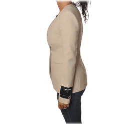 Patrizia Pepe - Double Breasted Collarless Jacket - Off White - Jacket - Made in Italy - Luxury Exclusive Collection - Avvenice