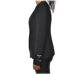 Patrizia Pepe - Double Breasted Collarless Jacket - Black - Jacket - Made in Italy - Luxury Exclusive Collection - Avvenice