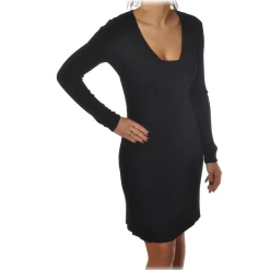 Patrizia Pepe - Dress in Wool with Logo - Black - Dress - Made in Italy - Luxury Exclusive Collection - Avvenice