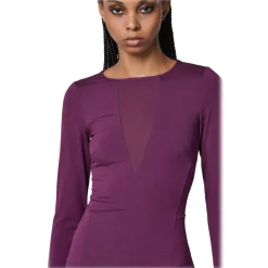 Patrizia Pepe - Dress with Transparent Fabric Detail - Purple - Made in Italy - Luxury Exclusive Collection - Avvenice