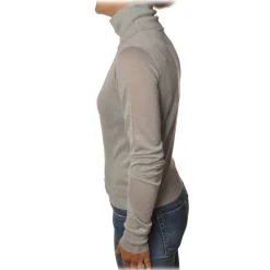 Patrizia Pepe - High Collar Sweater in Laminated Yarn - Light Grey - Pullover - Made in Italy - Luxury Exclusive Collection - Avvenice