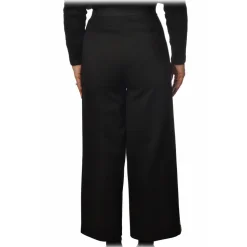 Patrizia Pepe - High Waist Wide Leg Trousers - Black - Trousers - Made in Italy - Luxury Exclusive Collection - Avvenice