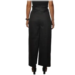 Patrizia Pepe - High Waist Wide Leg Trousers with Belt - Black - Trousers - Made in Italy - Luxury Exclusive Collection - Avvenice