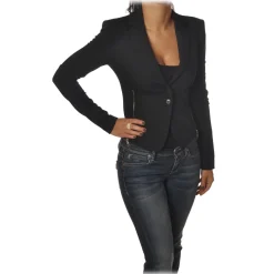 Patrizia Pepe - Jacket Two Buttons with Zip - Black - Jacket - Made in Italy - Luxury Exclusive Collection - Avvenice