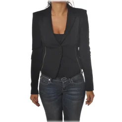 Patrizia Pepe - Jacket Two Buttons with Zip - Black - Jacket - Made in Italy - Luxury Exclusive Collection - Avvenice