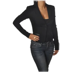 Patrizia Pepe - Jacket Two Buttons with Flaps in Faux Leather - Black - Jacket - Made in Italy - Luxury Exclusive Collection - Avvenice