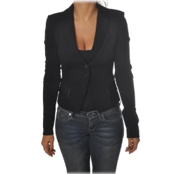 Patrizia Pepe - Jacket Two Buttons with Flaps in Faux Leather - Black - Jacket - Made in Italy - Luxury Exclusive Collection - Avvenice