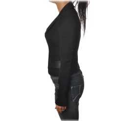 Patrizia Pepe - Jacket Two Buttons with Flaps in Faux Leather - Black - Jacket - Made in Italy - Luxury Exclusive Collection - Avvenice