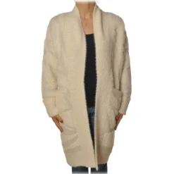 Patrizia Pepe - Long Cardigan Without Closures - White - Pullover - Made in Italy - Luxury Exclusive Collection - Avvenice