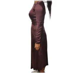 Patrizia Pepe - Long Dress with Long Sleeve - Bordeaux - Dress - Made in Italy - Luxury Exclusive Collection - Avvenice