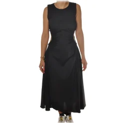 Patrizia Pepe - Long Dress with Opening Details and Chains - Black - Dress - Made in Italy - Luxury Exclusive Collection - Avvenice