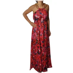 Patrizia Pepe - Long Dress in Floral Pattern - Red - Made in Italy - Luxury Exclusive Collection - Avvenice