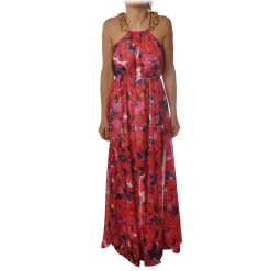Patrizia Pepe - Long Dress in Floral Pattern - Red - Made in Italy - Luxury Exclusive Collection - Avvenice