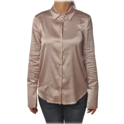 Patrizia Pepe - Long Sleeve Shirt with Buttons - Antique Pink - Shirt - Made in Italy - Luxury Exclusive Collection - Avvenice