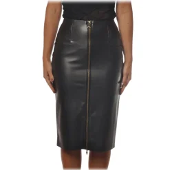 Patrizia Pepe - Midi Sheath Skirt in Faux Leather - Black - Skirt - Made in Italy - Luxury Exclusive Collection - Avvenice
