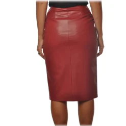Patrizia Pepe - Midi Sheath Skirt in Faux Leather - Red - Skirt - Made in Italy - Luxury Exclusive Collection - Avvenice