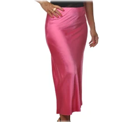 Patrizia Pepe - Midi Skirt High Waist Satin Effect - Shocking Pink - Skirt - Made in Italy - Luxury Exclusive Collection - Avvenice