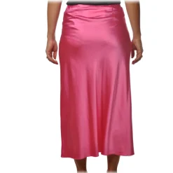 Patrizia Pepe - Midi Skirt High Waist Satin Effect - Shocking Pink - Skirt - Made in Italy - Luxury Exclusive Collection - Avvenice