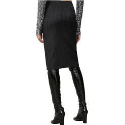 Patrizia Pepe - Pinstripe Patterned Midi Skirt - Black - Skirt - Made in Italy - Luxury Exclusive Collection - Avvenice