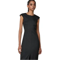Patrizia Pepe - Pinstripe Patterned Sheath Dress - Black - Made in Italy - Luxury Exclusive Collection - Avvenice
