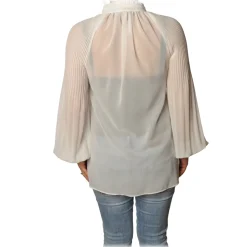 Patrizia Pepe - Pleated Blouse with Korean Collar - White - Shirt - Made in Italy - Luxury Exclusive Collection - Avvenice