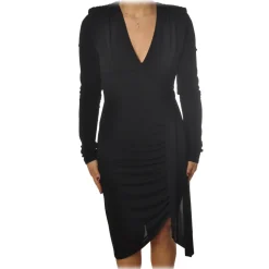 Patrizia Pepe - Sheath Dress with Cross "V" Neckline - Black - Dress - Made in Italy - Luxury Exclusive Collection - Avvenice
