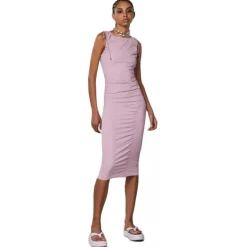 Patrizia Pepe - Sheath Dress with Draping - Antique Pink - Made in Italy - Luxury Exclusive Collection - Avvenice