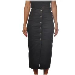 Patrizia Pepe - Sheath Model Midi Skirt in Denim - Black - Skirt - Made in Italy - Luxury Exclusive Collection - Avvenice