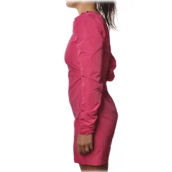 Patrizia Pepe - Sheath Short Dress with Puffed Shoulder Straps - Fuxsia - Dress - Made in Italy - Luxury Exclusive Collection - Avvenice