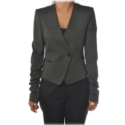 Patrizia Pepe - Short Collarless Jacket - Black/White - Jacket - Made in Italy - Luxury Exclusive Collection - Avvenice