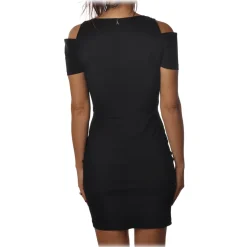 Patrizia Pepe - Short Dress with Short Sleeves and Nude Shoulders - Black - Dress - Made in Italy - Luxury Exclusive Collection - Avvenice