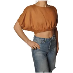 Patrizia Pepe - Short Model T-shirt with Elastic - Orange - T-shirt - Made in Italy - Luxury Exclusive Collection - Avvenice