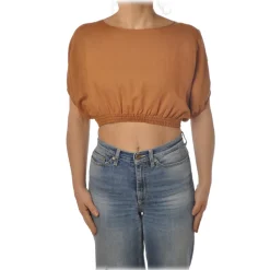 Patrizia Pepe - Short Model T-shirt with Elastic - Orange - T-shirt - Made in Italy - Luxury Exclusive Collection - Avvenice