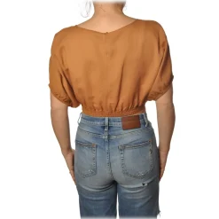 Patrizia Pepe - Short Model T-shirt with Elastic - Orange - T-shirt - Made in Italy - Luxury Exclusive Collection - Avvenice