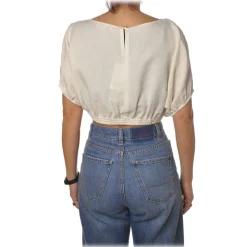 Patrizia Pepe - Short Model T-shirt with Elastic - White - T-shirt - Made in Italy - Luxury Exclusive Collection - Avvenice